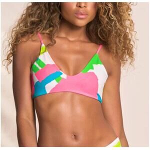 Maaji Women's Jigsaw Liberty Reversible Sporty Bralette Bikini Top Size S